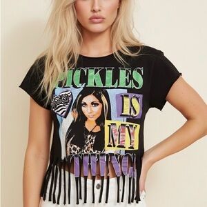 Snooki black short sleeve pickles is my thing cut design